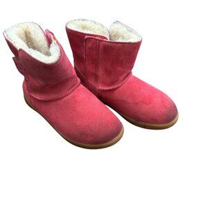 Ugg Boots Little Kids Girls 11 Pink Keelan Youth Hook and Loop Leather Winter